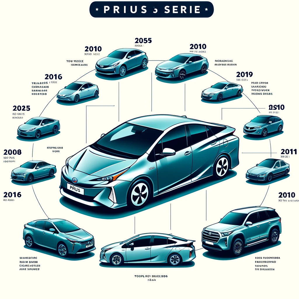 トヨタプリウス50系のモデル年代とその進化を示すチャート