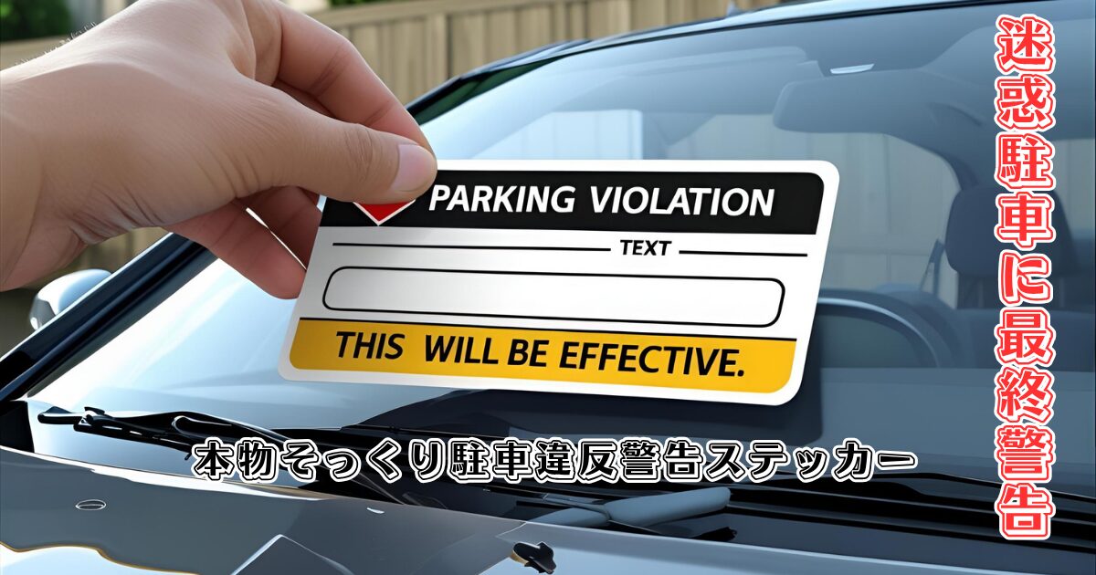 迷惑駐車の対策に使うWTP企画の駐車違反警告ステッカーのレビュー記事。